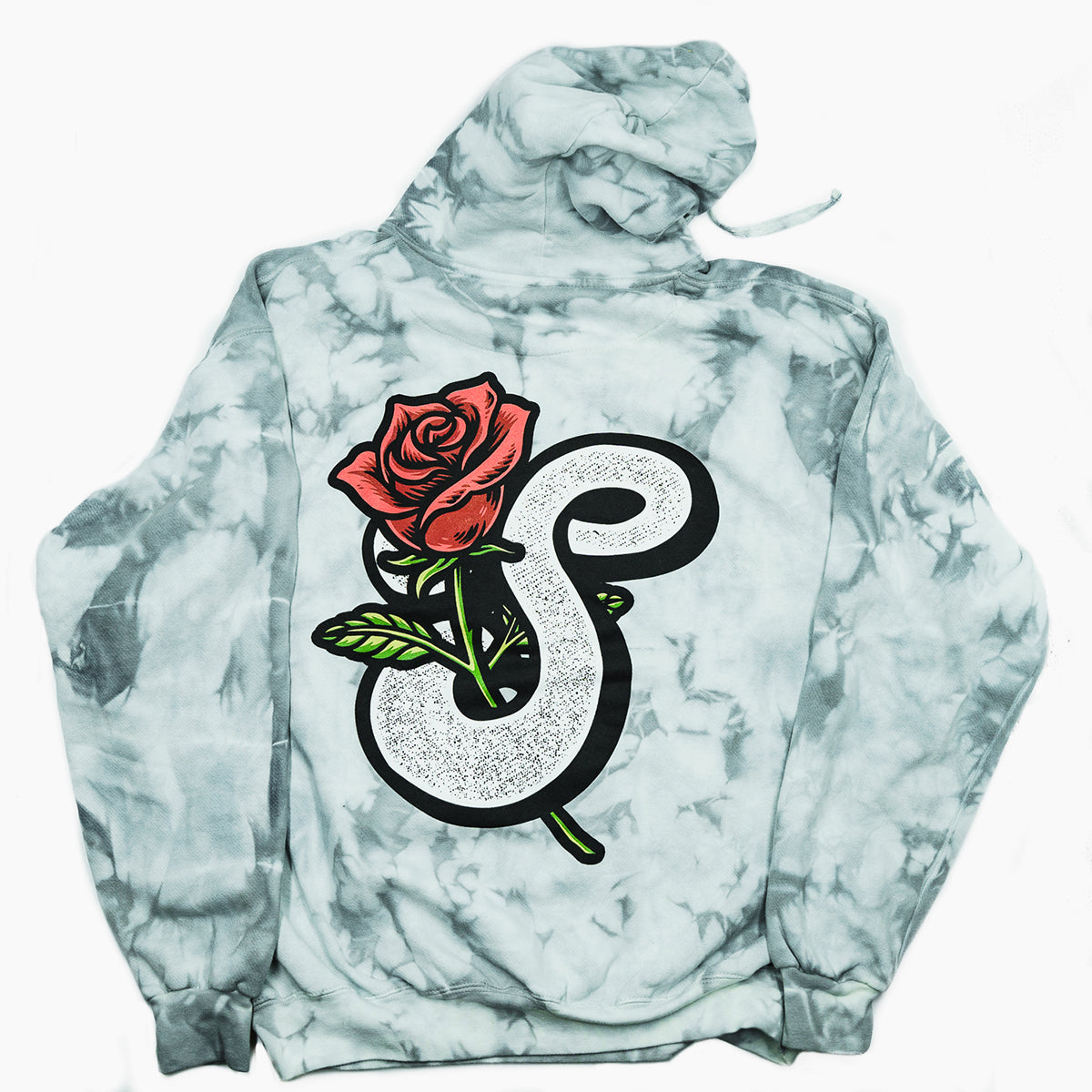 Rose Emblem Crystal Wash Hoodie Back