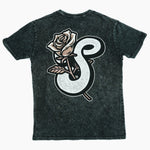 Load image into Gallery viewer, Rose Emblem Stone Wash Tee - Black Back
