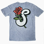 Load image into Gallery viewer, Rose Emblem Stone Wash Tee - Orchid Back
